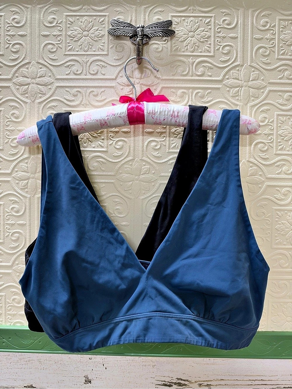 Blue & Black unpadded sports bras